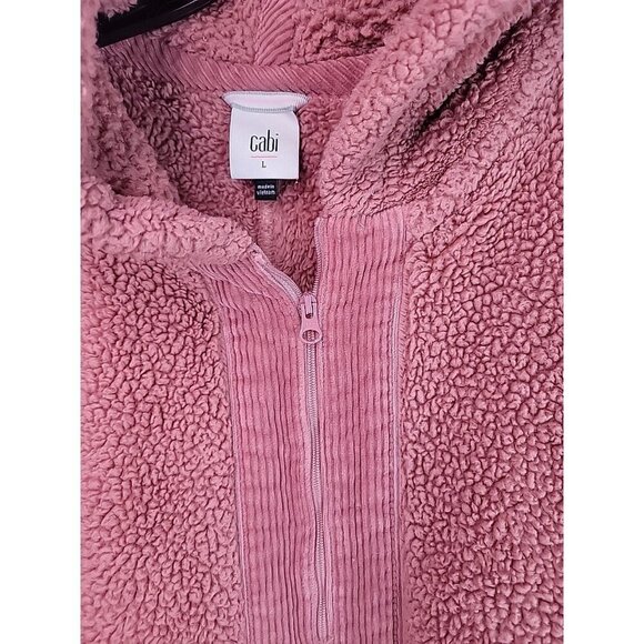 CAbi Embrace Topper Hooded Fleece Jacket Zip Front Women Large 4121 Dusty Rose - Picture 6 of 13